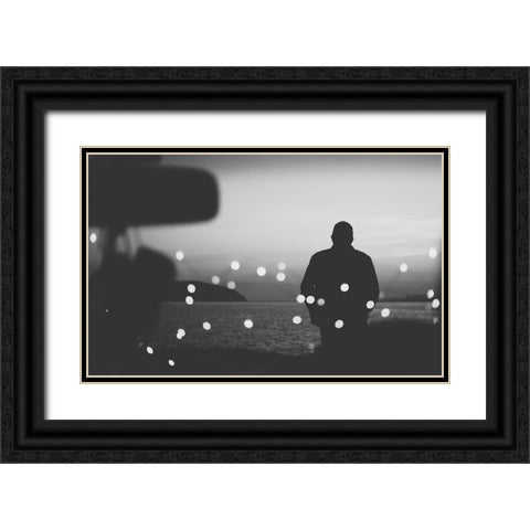 Silhouette Traveler On The Background Of The Water In Evening Black Ornate Wood Framed Art Print with Double Matting by Sumarokov, Aleksandr