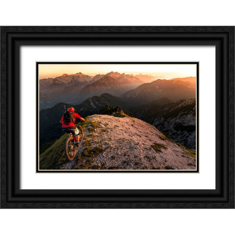 Riding Ridge Singletrack Black Ornate Wood Framed Art Print with Double Matting by Bertoncelj, Sandi