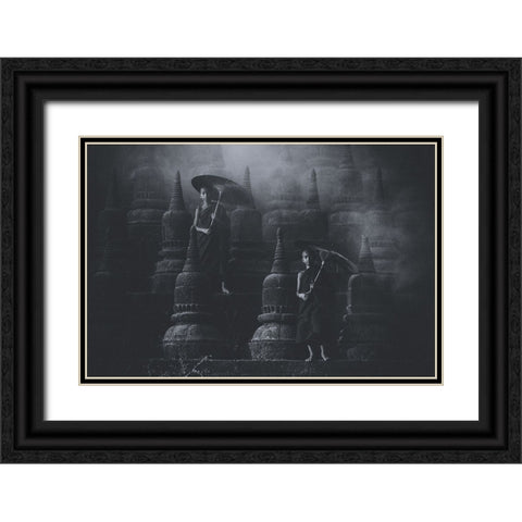 No.34 Black Ornate Wood Framed Art Print with Double Matting by M, Adirek