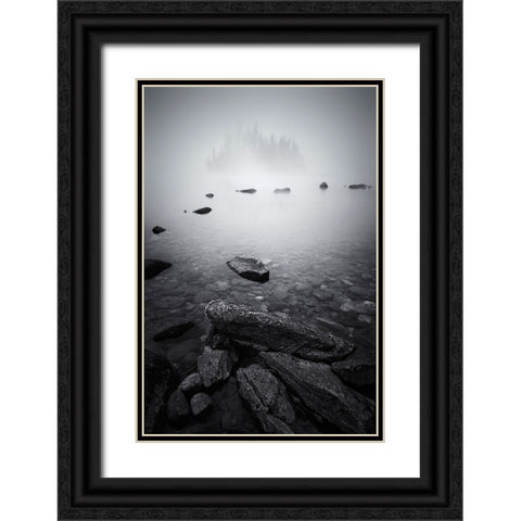 Misty Lake Black Ornate Wood Framed Art Print with Double Matting by Jacobs, Lydia