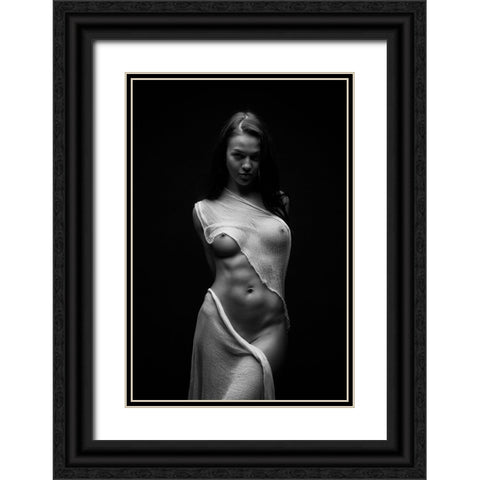 Black Milk Black Ornate Wood Framed Art Print with Double Matting by Belovodchenko, Anton