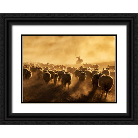 Light Power Black Ornate Wood Framed Art Print with Double Matting by Tunc, Feyzullah