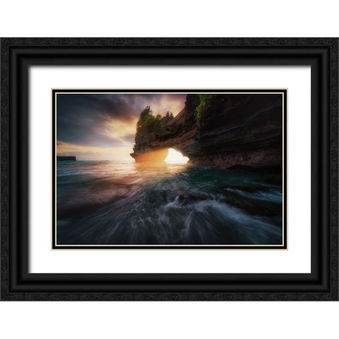 Pura Batu Bolong 2. Black Ornate Wood Framed Art Print with Double Matting by Pablo de, Juan