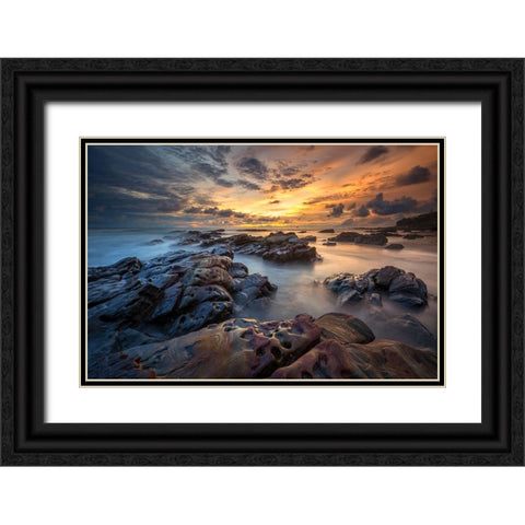 Rainbow Rocks Black Ornate Wood Framed Art Print with Double Matting by Song, Gunarto