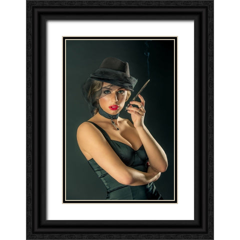 Masha Black Ornate Wood Framed Art Print with Double Matting by Kokinskiy, Sergey