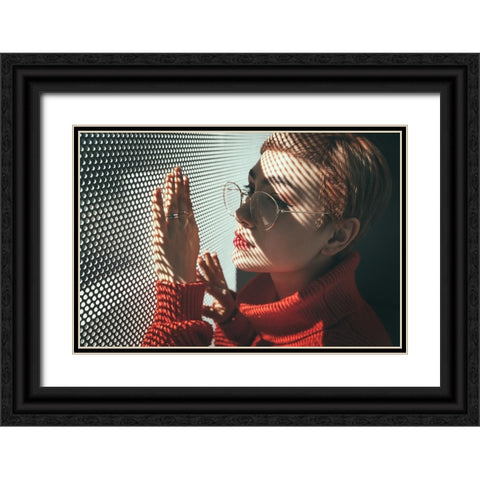 Mei Black Ornate Wood Framed Art Print with Double Matting by Kiyota, Daisuke