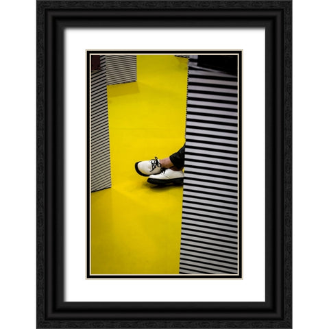 Activities On The Yellow Floor Black Ornate Wood Framed Art Print with Double Matting by Lin, Fengshou