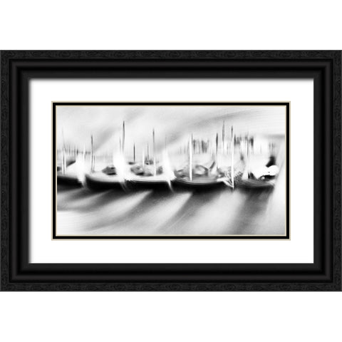 Dancing Gondolas Black Ornate Wood Framed Art Print with Double Matting by aRRO