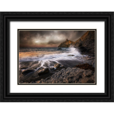 Storm At Kapchik Cape Black Ornate Wood Framed Art Print with Double Matting by Volkov, Kirill