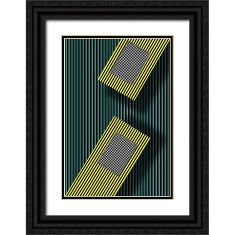255-255-0 Black Ornate Wood Framed Art Print with Double Matting by aRRO