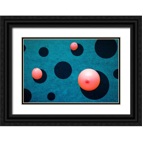 Three Balloons Black Ornate Wood Framed Art Print with Double Matting by Schuster, Inge