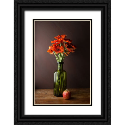Gerberas Black Ornate Wood Framed Art Print with Double Matting by Laercio, Luiz