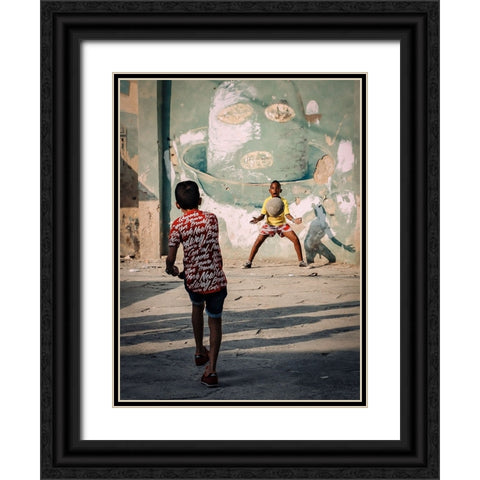 Futbol Black Ornate Wood Framed Art Print with Double Matting by Bauer, Andreas