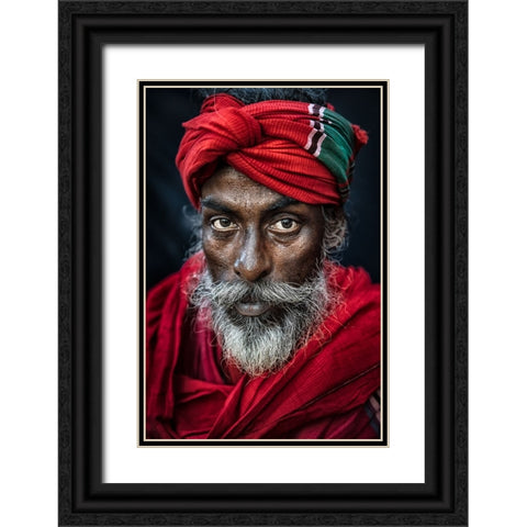 Portrait Black Ornate Wood Framed Art Print with Double Matting by Huang, Richard