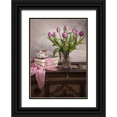Comfy Black Ornate Wood Framed Art Print with Double Matting by Jacobs, Lydia