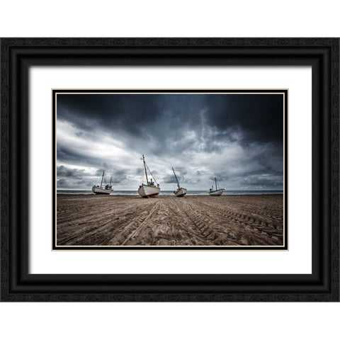 Ships Black Ornate Wood Framed Art Print with Double Matting by Fotomarion