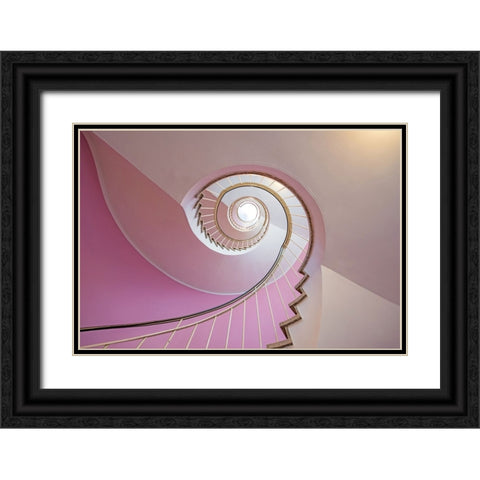 The Pink Red Staircase Black Ornate Wood Framed Art Print with Double Matting by Ohlendorf, Anette