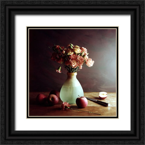 Still Life With Apples Black Ornate Wood Framed Art Print with Double Matting by Laercio, Luiz