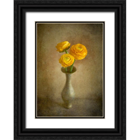 Yellow Buttercups Black Ornate Wood Framed Art Print with Double Matting by Tokarev, Igor
