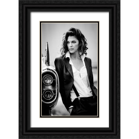 Jamie And The T-Bird Black Ornate Wood Framed Art Print with Double Matting by Muller Photography, Peter