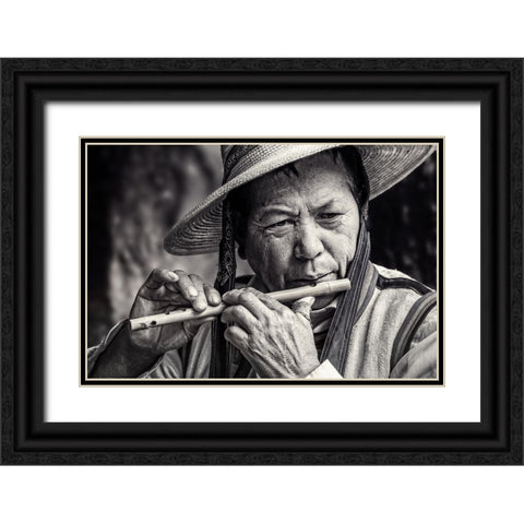 Vibrations Black Ornate Wood Framed Art Print with Double Matting by Flour, Piet