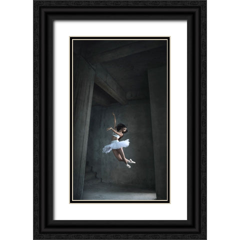 Flying Dance Black Ornate Wood Framed Art Print with Double Matting by Kisworo, Sebastian