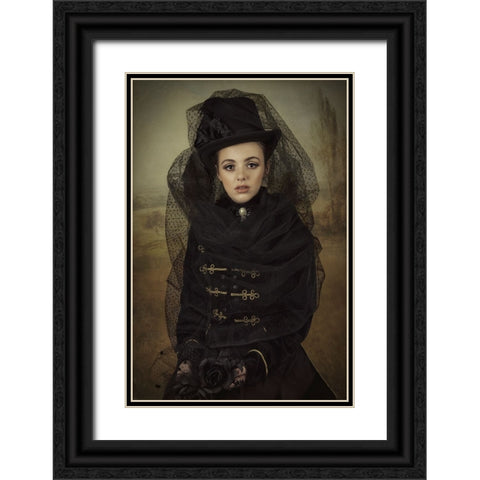 English Lady Black Ornate Wood Framed Art Print with Double Matting by Kayen-Mouthaan, Carola