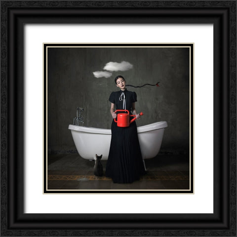 Have You Ever Seen The Rain Black Ornate Wood Framed Art Print with Double Matting by Hardibudi