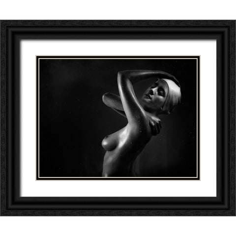 Lady In The Shower Black Ornate Wood Framed Art Print with Double Matting by Droste, Holger