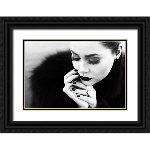 Between Fingers Black Ornate Wood Framed Art Print with Double Matting by Melo, Josefina