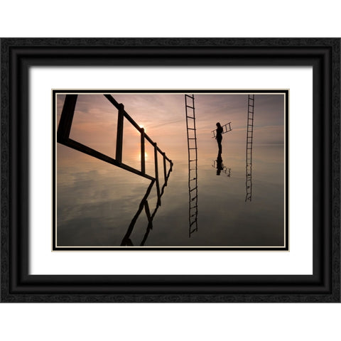 Untitled Black Ornate Wood Framed Art Print with Double Matting by Paradowski, Leszek