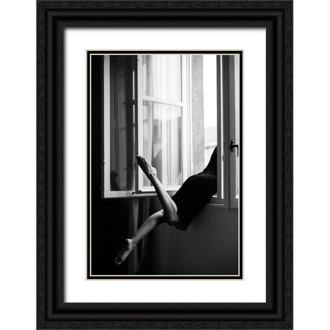 Jazzy Sunday Black Ornate Wood Framed Art Print with Double Matting by Kijurko, Lorna