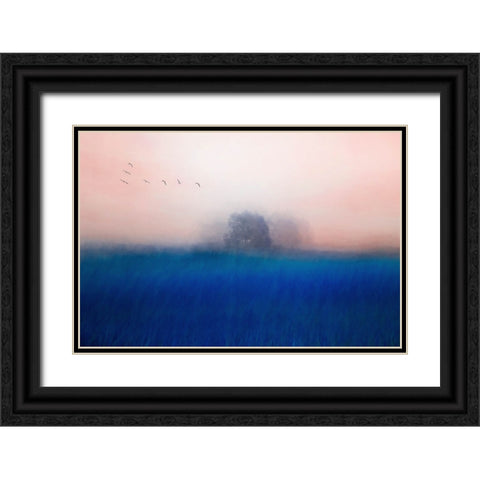 The Tree On The Blue Black Ornate Wood Framed Art Print with Double Matting by Yang, Chunggook