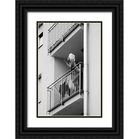 Nika Black Ornate Wood Framed Art Print with Double Matting by Kijurko, Lorna