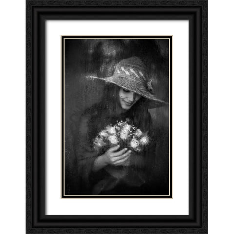 Flower Black Ornate Wood Framed Art Print with Double Matting by Nisan Kandilcioglu, Ummu