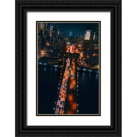 Flying Nyc Black Ornate Wood Framed Art Print with Double Matting by De La, Javier