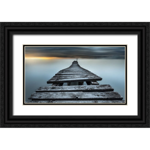 An Old Pier Black Ornate Wood Framed Art Print with Double Matting by Rebustini, Luca