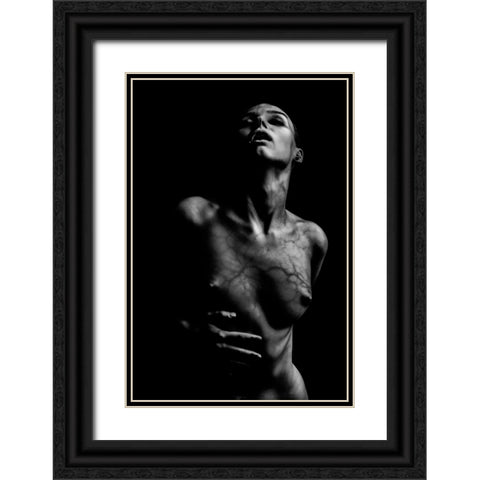 Boiling Veins Black Ornate Wood Framed Art Print with Double Matting by Valevicius, Aurimas