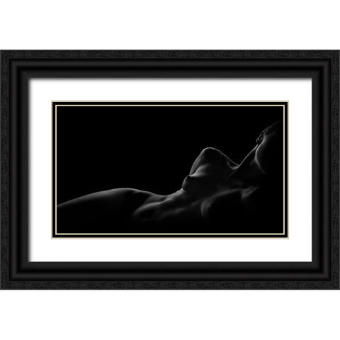 Silhouette Black Ornate Wood Framed Art Print with Double Matting by Valevicius, Aurimas