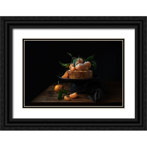 Polenta Cake With Sweet Mandarines Black Ornate Wood Framed Art Print with Double Matting by Popescu, Diana