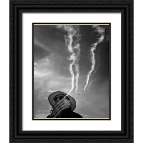 Smoking Black Ornate Wood Framed Art Print with Double Matting by Guo, Leah