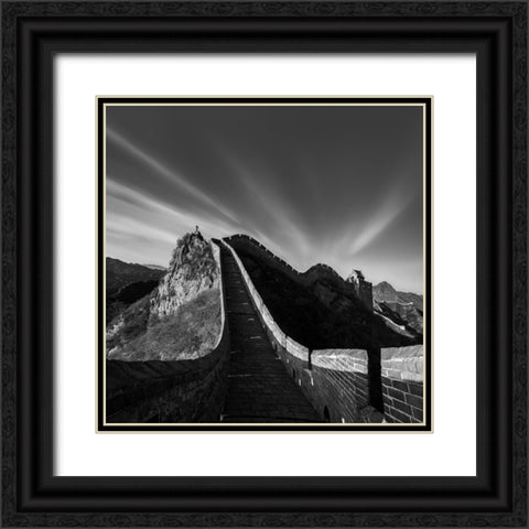 Photographing The Great Wall Black Ornate Wood Framed Art Print with Double Matting by Zhu, Hua