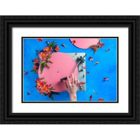 Spring Record Black Ornate Wood Framed Art Print with Double Matting by Belenko, Dina
