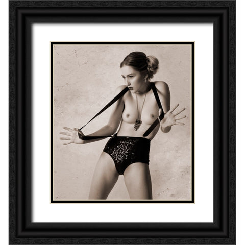 Elastic Lady Black Ornate Wood Framed Art Print with Double Matting by Springgay, Daniel