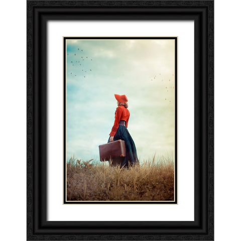 Make Me Stay Black Ornate Wood Framed Art Print with Double Matting by Neer, Ildiko