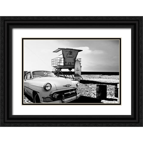 Lifeguard Station 13 Black Ornate Wood Framed Art Print with Double Matting by Butterworth, Larry
