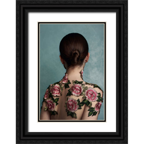 Soldato Rosso Black Ornate Wood Framed Art Print with Double Matting by Naderi, Peyman