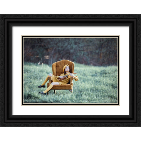 Power Of The  Music Black Ornate Wood Framed Art Print with Double Matting by Jia, Wendy