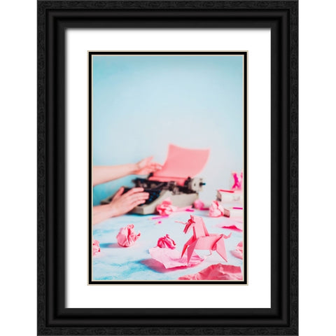 Pink Ideas Black Ornate Wood Framed Art Print with Double Matting by Belenko, Dina