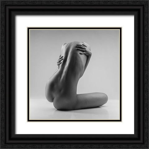 Hug Her Back Black Ornate Wood Framed Art Print with Double Matting by Valevicius, Aurimas